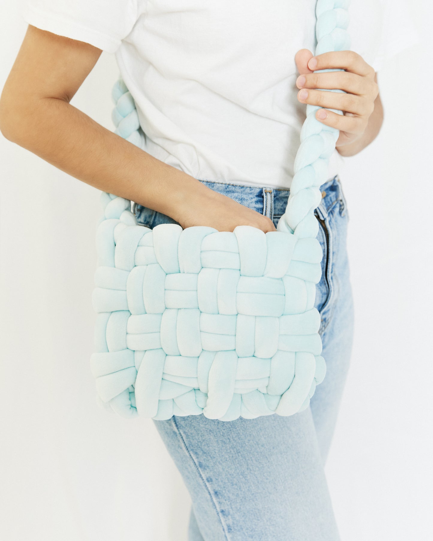 Crochet Velvet Crossbody Bag