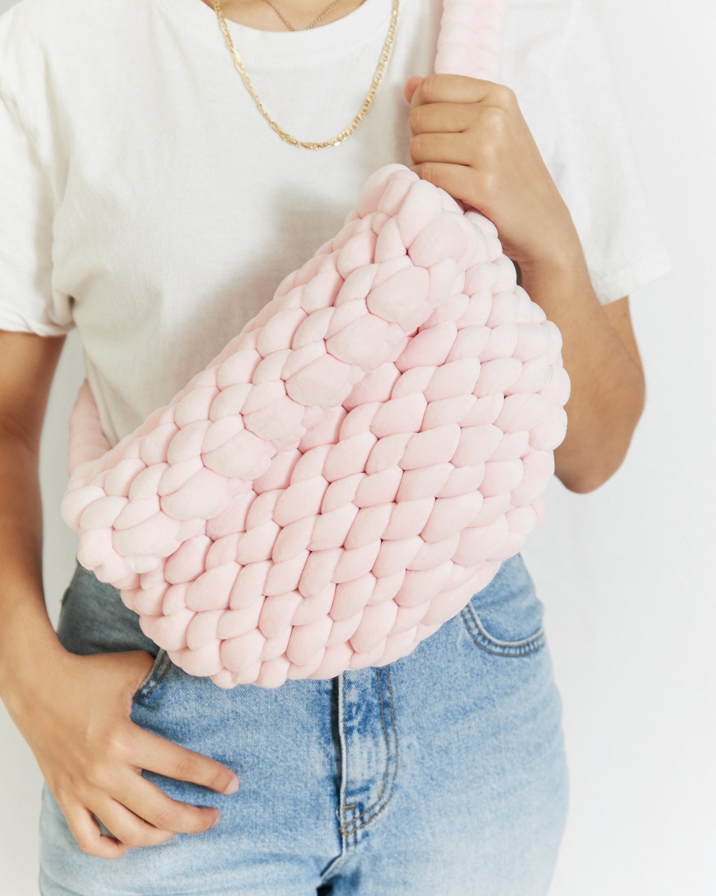 Crochet Velvet Sling Bag