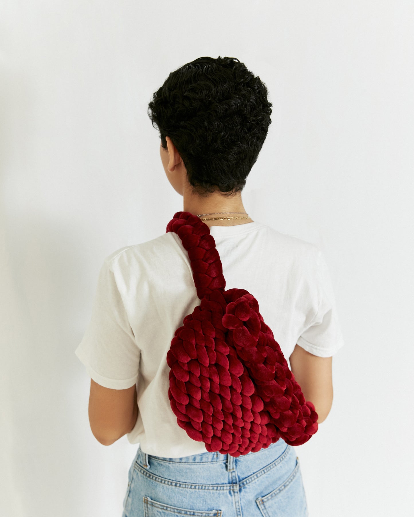 Crochet Velvet Sling Bag