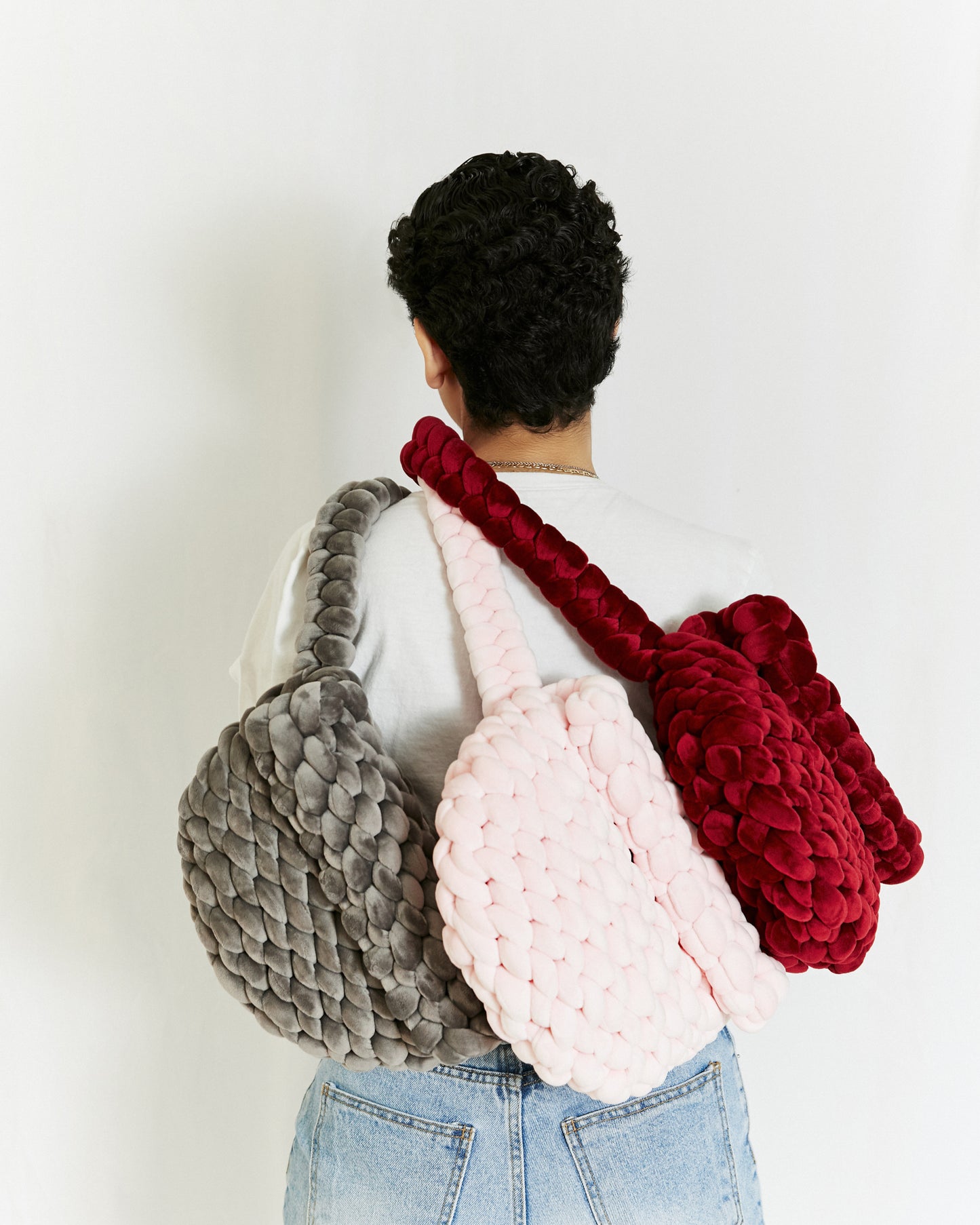 Crochet Velvet Sling Bag